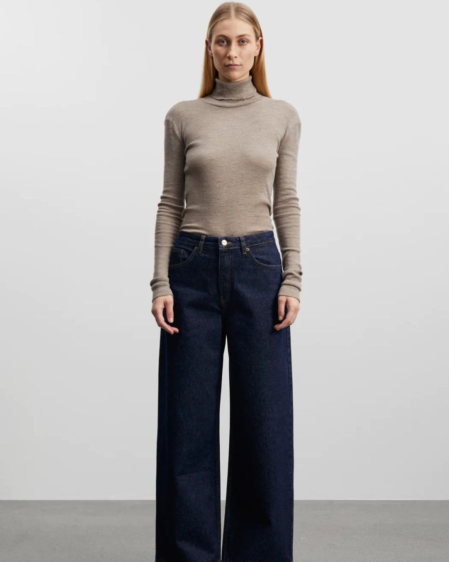 Kvinde Skall Studio Underdele | Wide Leg Jeans|Indigo Blue Denim