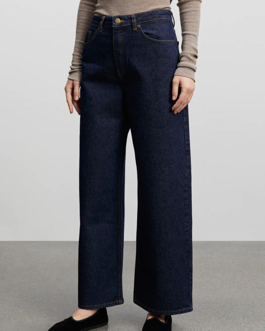 Kvinde Skall Studio Underdele | Wide Leg Jeans|Indigo Blue Denim