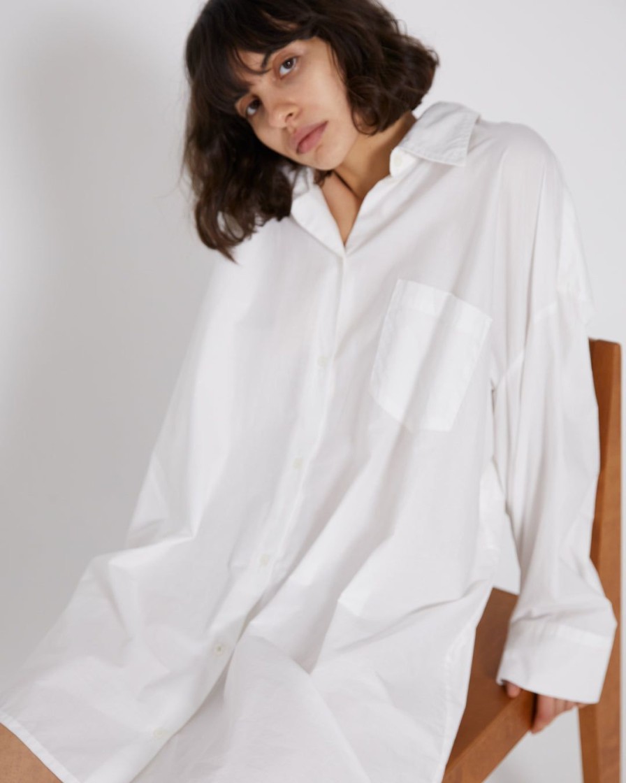 Kvinde Deiji Studios Kjoler | The Cotton Shirt Dress|White