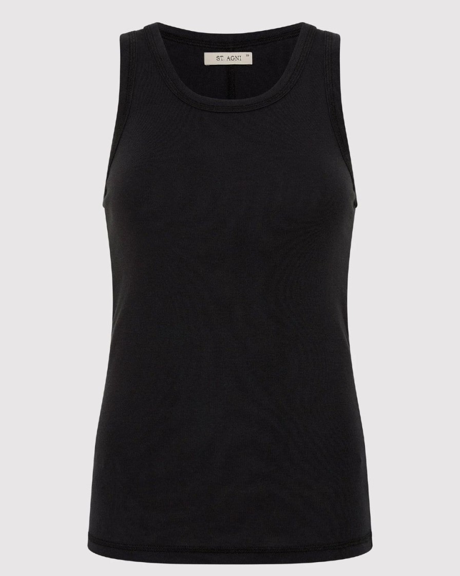 Kvinde St. Agni Toppe | Organic Cotton Singlet|Black