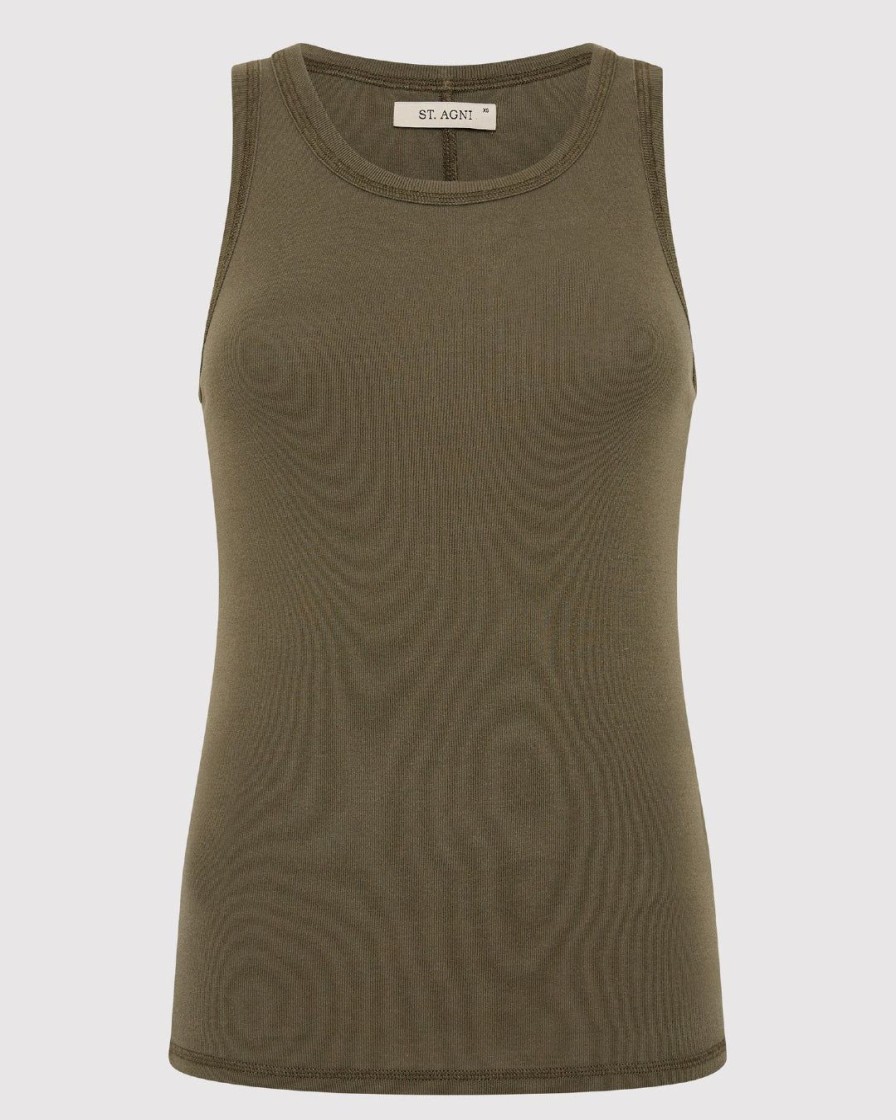 Kvinde St. Agni Toppe | Organic Cotton Singlet|Kelp