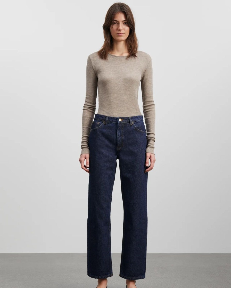 Kvinde Skall Studio Underdele | Straight Leg Jeans|Indigo Blue Denim