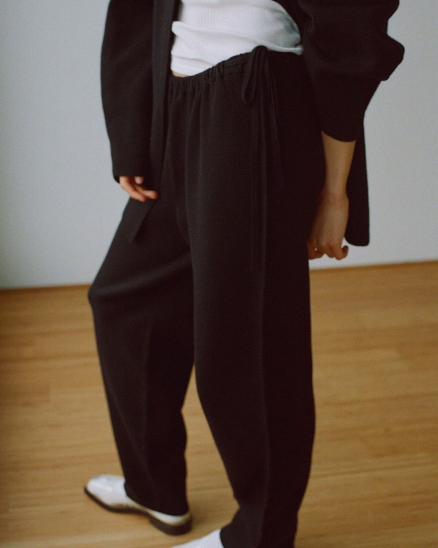 Kvinde Deiji Studios Underdele | The Drawcord Knit Pant|Black