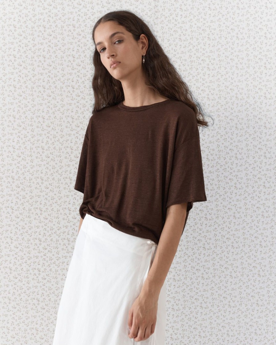 Kvinde Deiji Studios Toppe | Soft T-Shirt|Chocolate