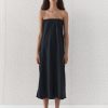 Kvinde Deiji Studios Kjoler | The Strapless Linen Dress|Black