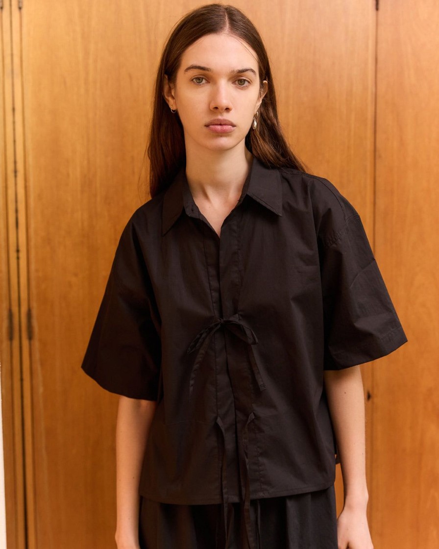 Kvinde Deiji Studios Toppe | The Tie Up Shirt|Black